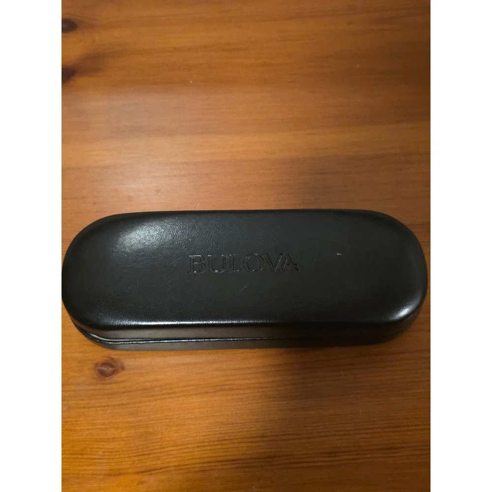 Bulova Black Hard Shell Eyeglass Case Faux Leather Protective Storage Box